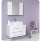 Fresca Modello White Modern Bathroom Vanity w/ Marble Countertop