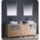 Fresca Torino 72" Light Oak Modern Double Sink Bathroom Vanity w/ Side Cabinet & Vessel Sinks