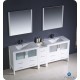 Fresca Torino 84" White Modern Double Sink Bathroom Vanity w/ Side Cabinet & Integrated Sinks