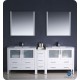 Fresca Torino 84" White Modern Double Sink Bathroom Vanity w/ Side Cabinet & Integrated Sinks