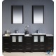 Fresca Torino 84" Espresso Modern Double Sink Bathroom Vanity w/ 3 Side Cabinets & Integrated Sinks