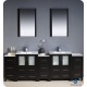 Fresca Torino 84" Espresso Modern Double Sink Bathroom Vanity w/ 3 Side Cabinets & Integrated Sinks