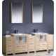 Fresca Torino 84" Light Oak Modern Double Sink Bathroom Vanity w/ 3 Side Cabinets & Integrated Sinks