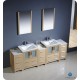 Fresca Torino 84" Light Oak Modern Double Sink Bathroom Vanity w/ 3 Side Cabinets & Integrated Sinks