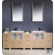 Fresca Torino 84" Light Oak Modern Double Sink Bathroom Vanity w/ 3 Side Cabinets & Integrated Sinks