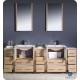 Fresca Torino 84" Light Oak Modern Double Sink Bathroom Vanity w/ 3 Side Cabinets & Integrated Sinks