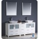Fresca Torino 72" White Modern Double Sink Bathroom Vanity w/ Side Cabinet & Vessel Sinks
