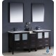 Fresca Torino 72" Espresso Modern Double Sink Bathroom Vanity w/ Side Cabinet & Integrated Sinks