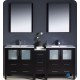 Fresca Torino 72" Espresso Modern Double Sink Bathroom Vanity w/ Side Cabinet & Integrated Sinks