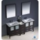 Fresca Torino 72" Espresso Modern Double Sink Bathroom Vanity w/ Side Cabinet & Integrated Sinks