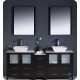 Fresca Torino 72" Espresso Modern Double Sink Bathroom Vanity w/ Side Cabinet & Vessel Sinks