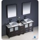 Fresca Torino 72" Espresso Modern Double Sink Bathroom Vanity w/ Side Cabinet & Vessel Sinks