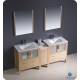 Fresca Torino 72" Light Oak Modern Double Sink Bathroom Vanity w/ Side Cabinet & Integrated Sinks