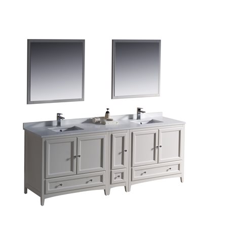 Fresca Oxford 84" Antique White Traditional Double Sink Bathroom Vanity w/ Side Cabinet