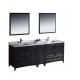 Fresca Oxford 84" Espresso Traditional Double Sink Bathroom Vanity w/ Side Cabinet