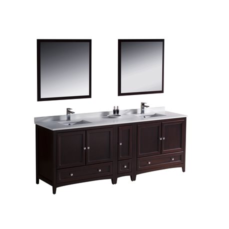 Fresca Oxford 84" Mahogany Traditional Double Sink Bathroom Vanity w/ Side Cabinet