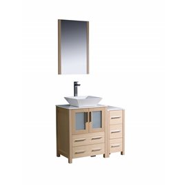 Fresca Torino 36" Light Oak Modern Bathroom Vanity w/ Side Cabinet & Vessel Sink
