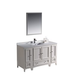 Fresca Oxford 54" Antique White Traditional Bathroom Vanity w/ 2 Side Cabinets