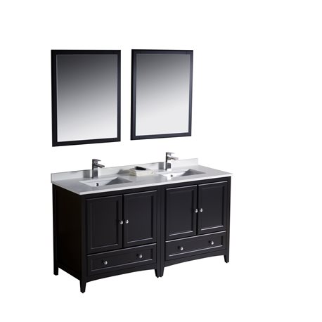 Fresca Oxford 60" Espresso Traditional Double Sink Bathroom Vanity