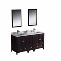 Fresca Oxford 60" Mahogany Traditional Double Sink Bathroom Vanity w/ Side Cabinet