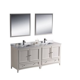 Fresca Oxford 72" Antique White Traditional Double Sink Bathroom Vanity