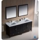 Fresca Oxford 72" Espresso Traditional Double Sink Bathroom Vanity