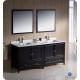 Fresca Oxford 72" Espresso Traditional Double Sink Bathroom Vanity