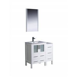 Fresca Torino 36" White Modern Bathroom Vanity w/ Side Cabinet & Integrated Sink