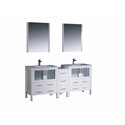 Fresca Torino 72" White Modern Double Sink Bathroom Vanity w/ Side Cabinet & Integrated Sinks