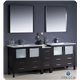 Fresca Torino 84" Espresso Modern Double Sink Bathroom Vanity w/ Side Cabinet & Integrated Sinks