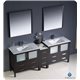 Fresca Torino 84" Espresso Modern Double Sink Bathroom Vanity w/ Side Cabinet & Integrated Sinks