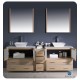 Fresca Torino 84" Light Oak Modern Double Sink Bathroom Vanity w/ Side Cabinet & Vessel Sinks