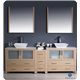 Fresca Torino 84" Light Oak Modern Double Sink Bathroom Vanity w/ Side Cabinet & Vessel Sinks