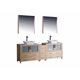 Fresca Torino 84" Light Oak Modern Double Sink Bathroom Vanity w/ Side Cabinet & Vessel Sinks