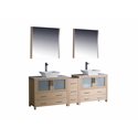 Fresca Torino 84" Light Oak Modern Double Sink Bathroom Vanity w/ Side Cabinet & Vessel Sinks