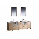 Fresca Torino 84" Light Oak Modern Double Sink Bathroom Vanity w/ 3 Side Cabinets & Integrated Sinks