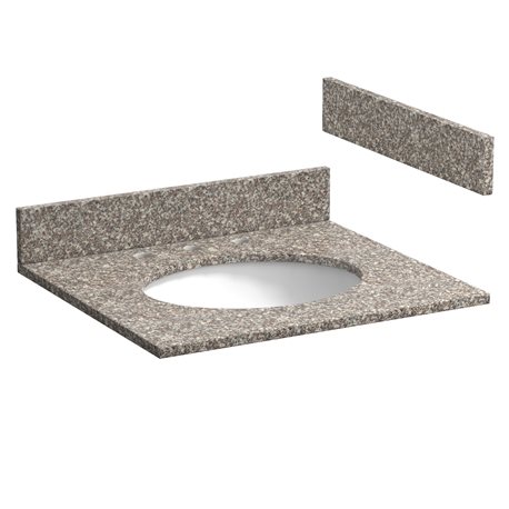25 INCH BURLYWOOD GRANITE VANITY TOP WITH PRE-ATTACHED VITREOUS CHINA SINK