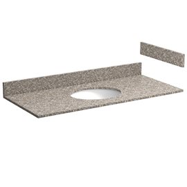 49 INCH BURLYWOOD GRANITE VANITY TOP WITH PRE-ATTACHED VITREOUS CHINA SINK