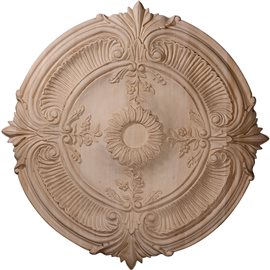 16"OD x 1 1/8"P Carved Acanthus Leaf Wood Ceiling Medallion