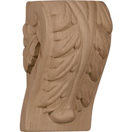 1 3/4"W x 1 1/2"D x 3"H Mini Acanthus Leaf Block Corbel