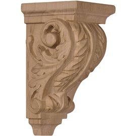 2 1/4"W x 2 1/4"D x 4 1/4"H Extra Small Acanthus Wood Corbel