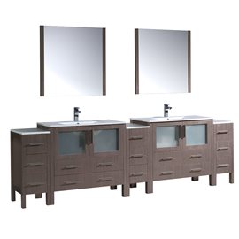 Fresca Torino 108" Gray Oak Modern Double Sink Bathroom Vanity- Integrated Sinks
