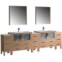 Fresca Torino 108" Light Oak Modern Double Sink Bathroom Vanity Integrated Sinks