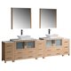 Fresca Torino 108" Light Oak Modern Double Sink Bathroom Vanity w/ Vessel Sinks