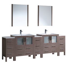 Fresca Torino 96" Gray Oak Modern Double Sink Bathroom Vanity w/Integrated Sinks