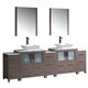 Fresca Torino 96" Gray Oak Modern Double Sink Bathroom Vanity w/ Vessel Sinks