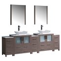 Fresca Torino 96" Gray Oak Modern Double Sink Bathroom Vanity w/ Vessel Sinks