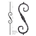 Single Twisted Knuckle Square Hammered Scroll Baluster Raw