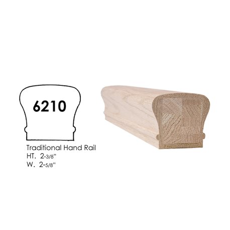 Traditional Style Straight Handrail Red Oak 16 feet