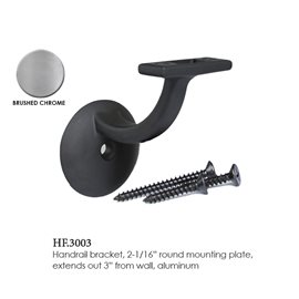 Handrail Bracket with Round Mounting Plate Brushed Chrome